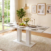 Tavolo da pranzo allungabile 140/180x70 cm in MDF bianco; per 4-8 persone