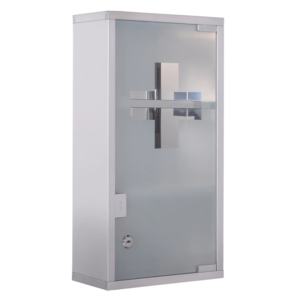 Armadietto Portamedicinali da Parete in Acciaio Inox con 2 Chiavi, 3 Ripiani, 25x12x48 cm