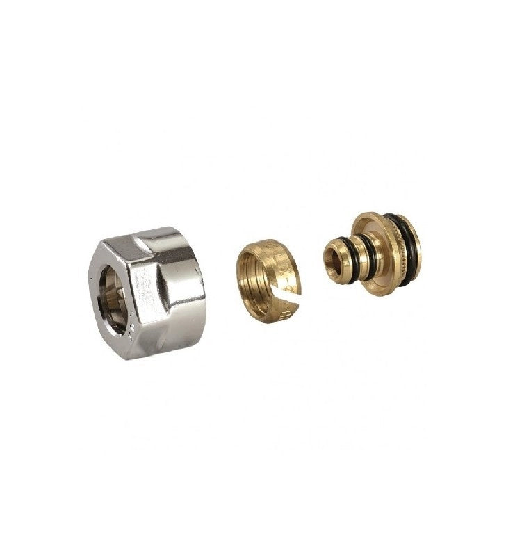 Kit 2 raccordi ottone cromato x multistrato diam. 16