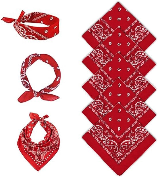 Bandana 5 pezzi - Stilizzante copricapo - Tinta rossa/Paisley - Bandana multifunzionale - Adatto per uomini/donne - Utilizzabile come copricapo/maschera