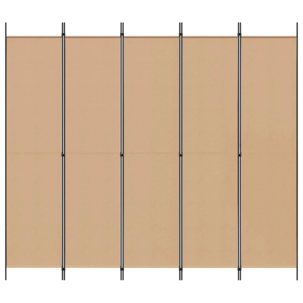 Paravento a 5 Pannelli Beige 250 x 220 cm Tessuto