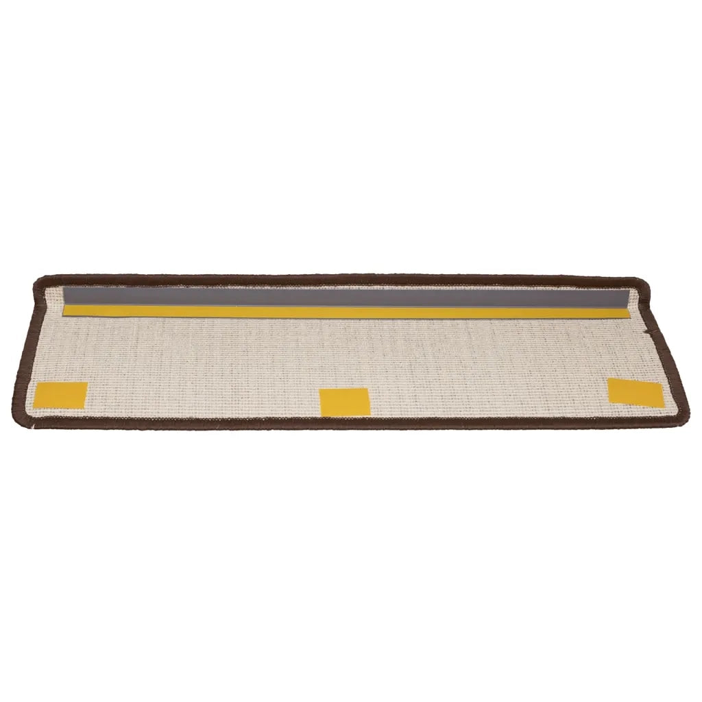 Tappetini per scale 15 pz 65x21x4 cm Marrone Bordo rettangolare 134571