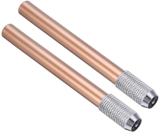 Set di estensioni per matite, 2 pezzi, tenuta per matite metallica regolabile, estensione per matite corte, matite colorate, ufficio, scrivania, arancione
