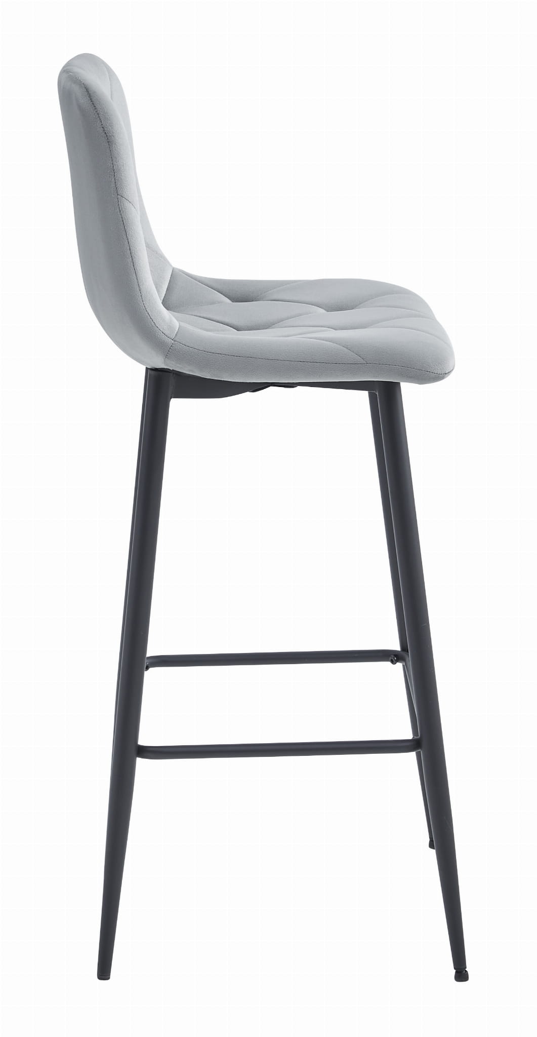 Set di 2 sgabelli da bar Valora KODA in velluto grigio argento con gambe in acciaio nero