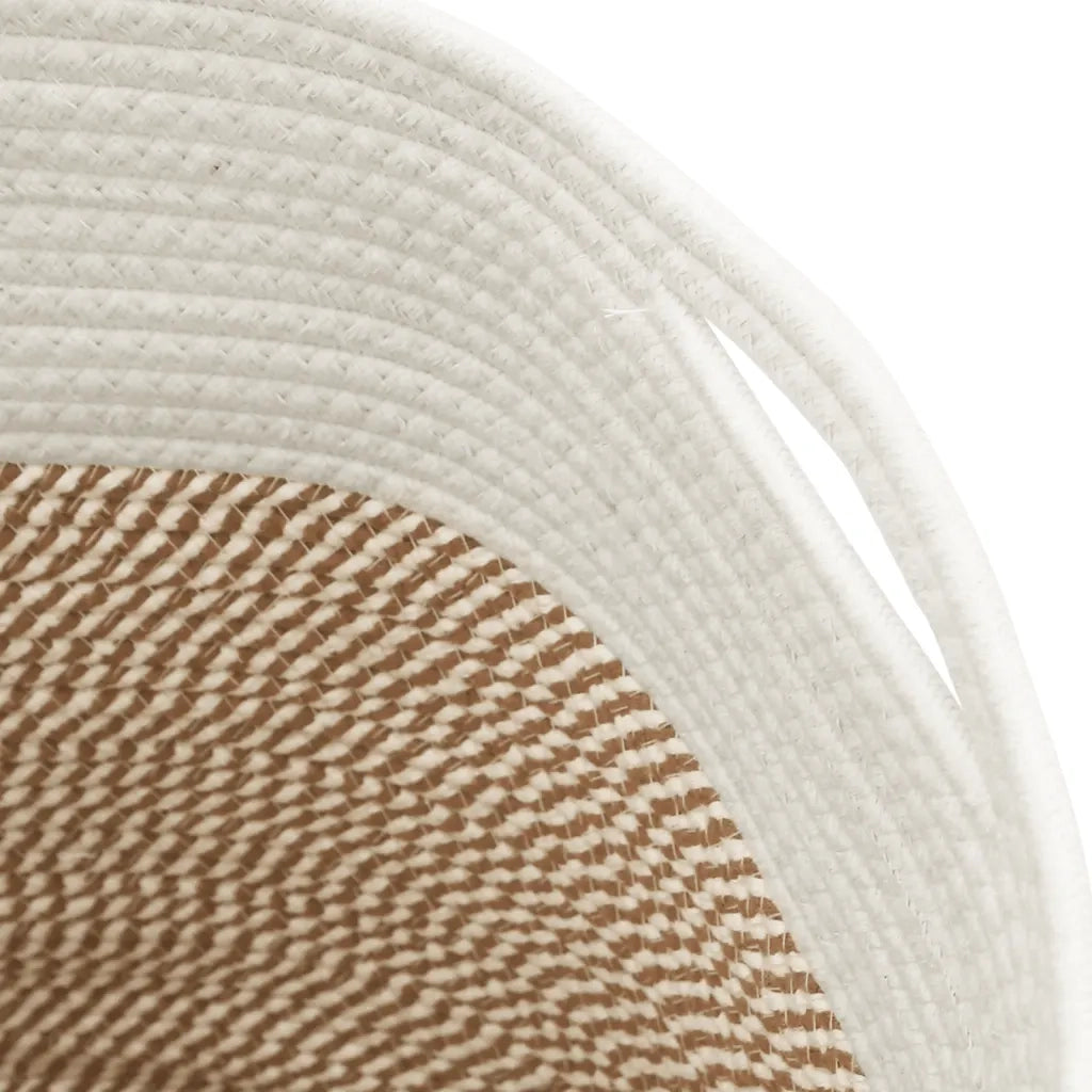 Cestino Portaoggetti Marrone e Bianco ?40x35 cm in Cotone CFW9525729
