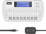 Caricatore batterie con 9 slot e visualizzazione LCD per batterie ricaricabili AA/AAA/9V
