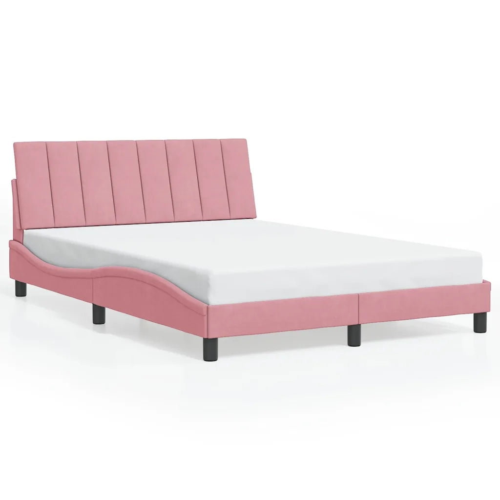Giroletto con LED senza Materasso-Struttura Letto Hanko Rosa 140x190 cm in Velluto