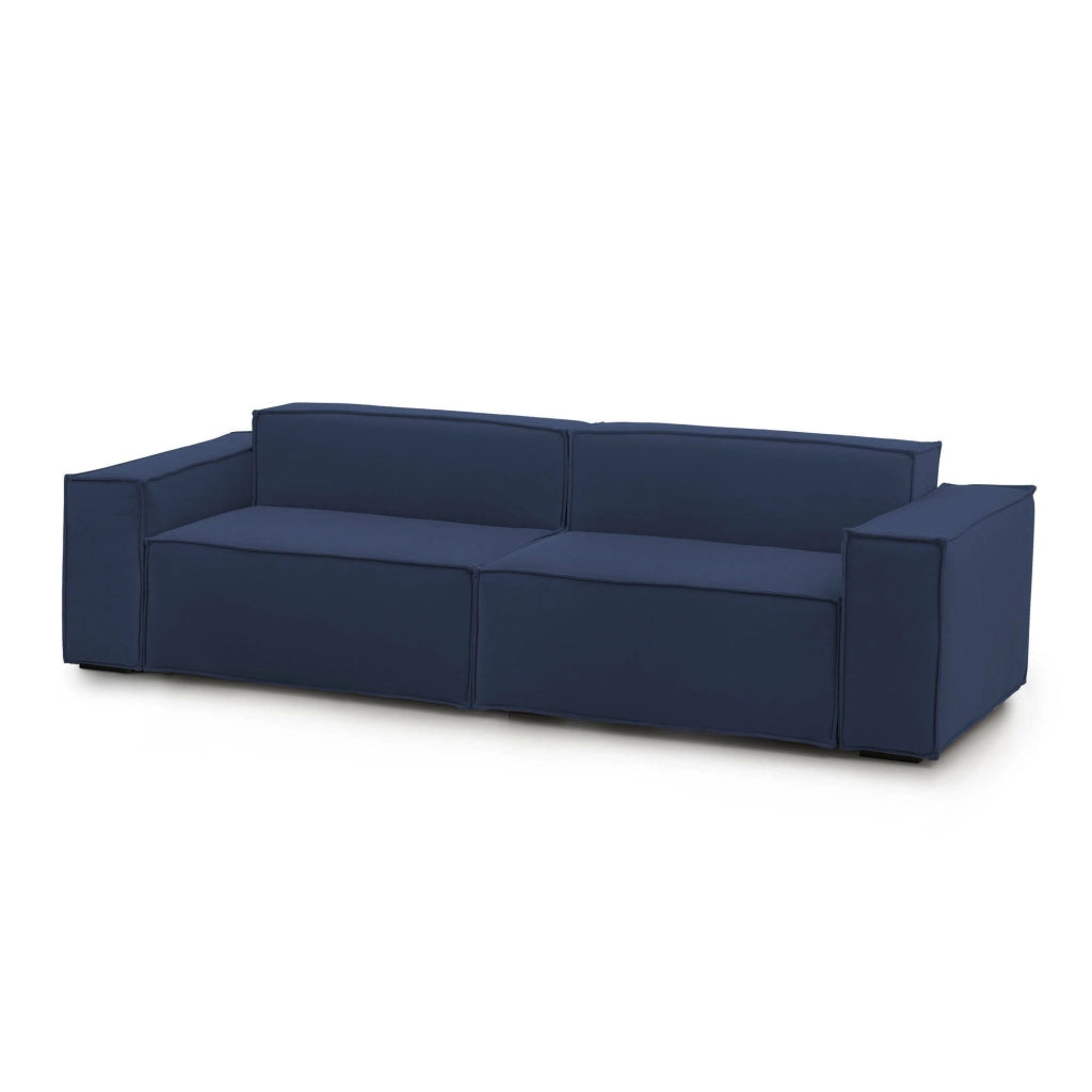 Divano fisso Argo, Divano componibile a 3 posti lineare, Made in Italy, SofÒ  moderno da soggiorno in tessuto, Cm 260x95h70, Blu