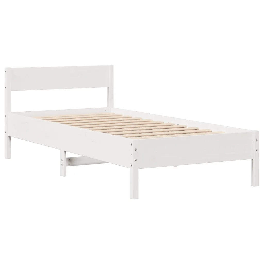 Letto senza Materasso Bianco 90x190 cm in Legno Massello Pino 3306208