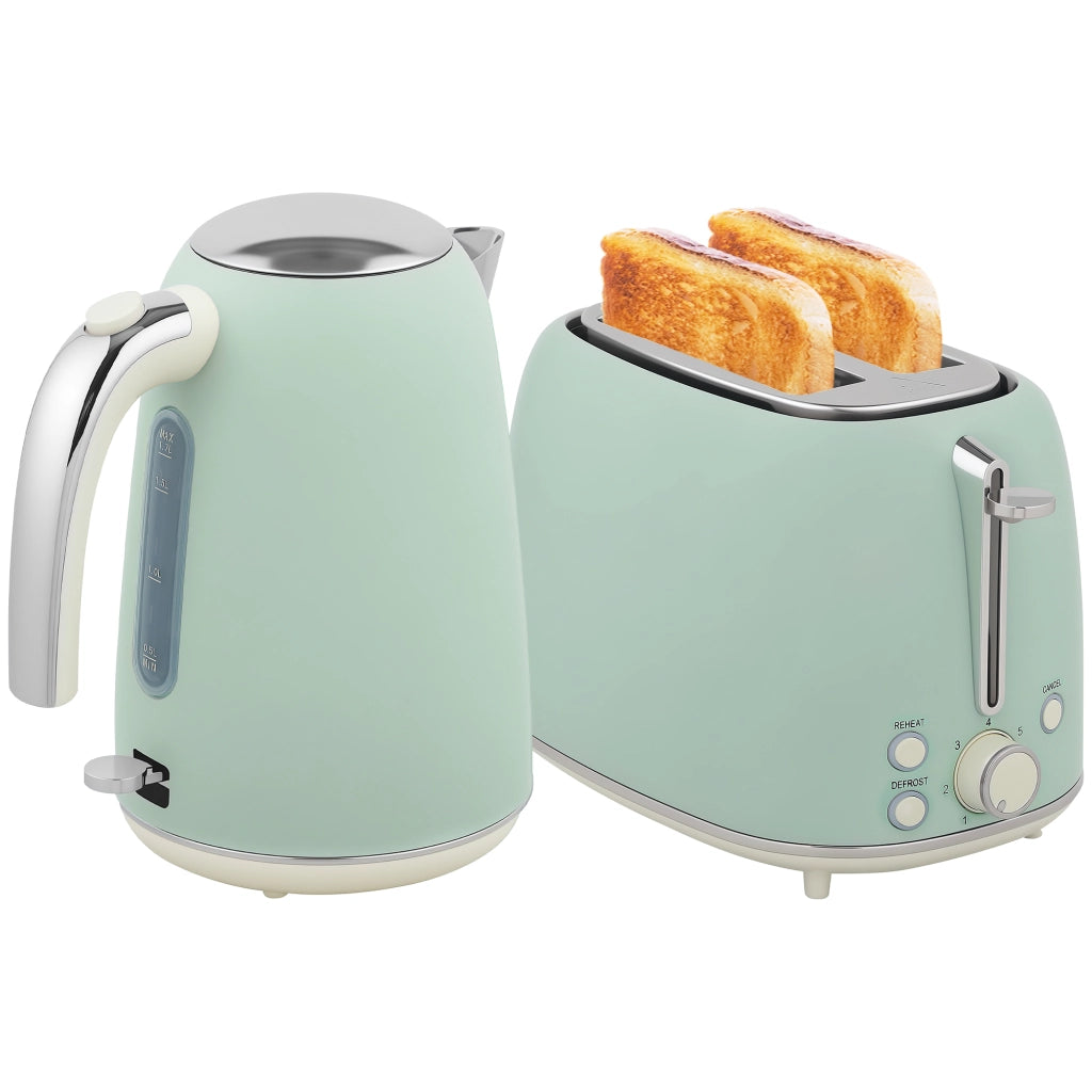 Bollitore e tostapane ¨C zephmum ¨C verde, acciaio inox, 1.7L 2200W