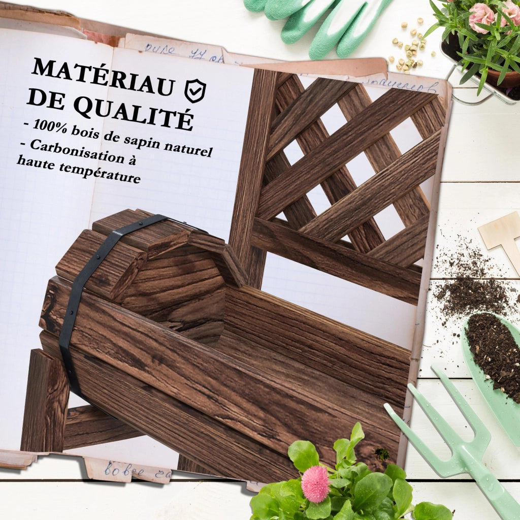Jardiniere da balcone con griglia 2 livelli ¨C Zephmum ¨C 42x49x80 marrone