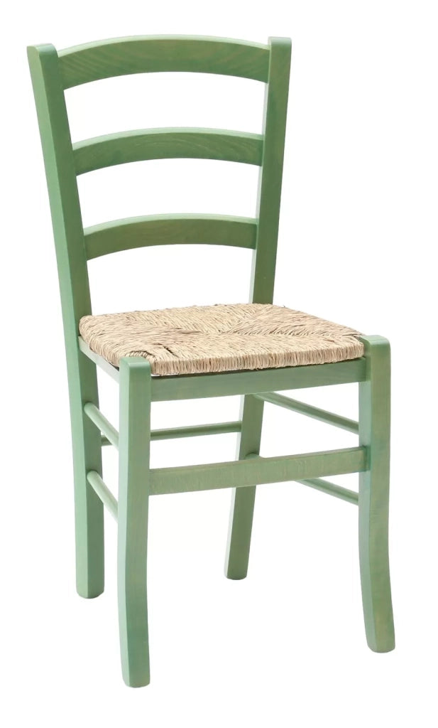 Set tavolo legno 80x80 + 4 sedie legno shabby verde - Mobili 2G