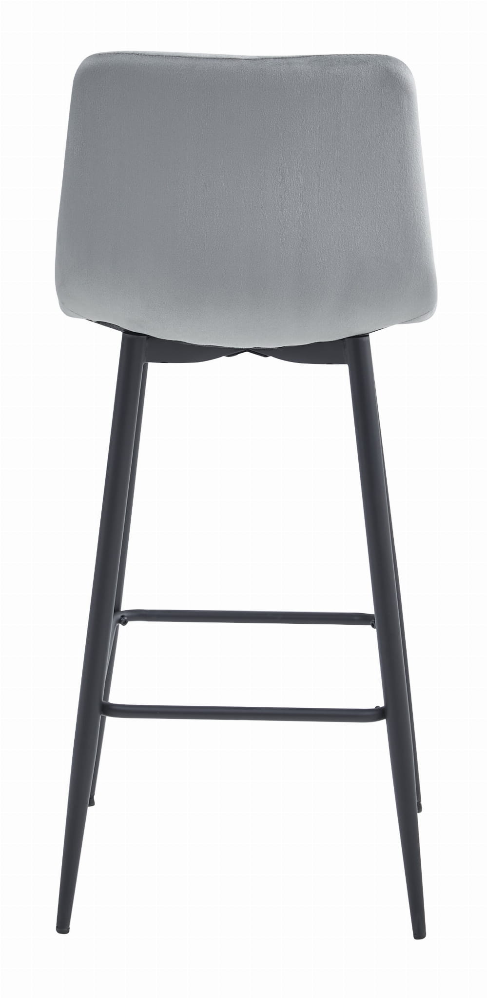 Set di 4 sgabelli da bar Valora KODA in velluto grigio argento con gambe in acciaio nero