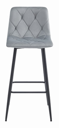 Set di 4 sgabelli da bar Valora KODA in velluto grigio argento con gambe in acciaio nero