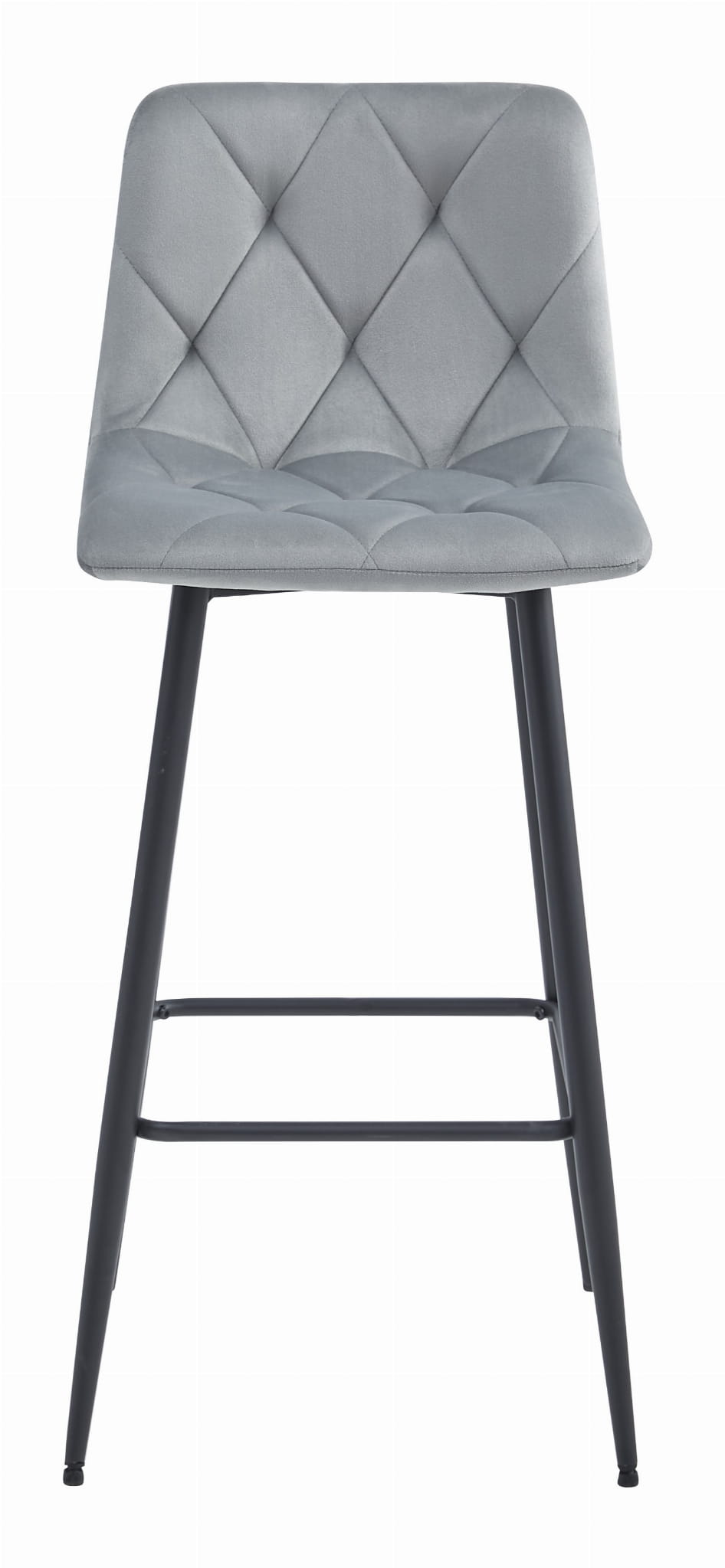 Set di 4 sgabelli da bar Valora KODA in velluto grigio argento con gambe in acciaio nero