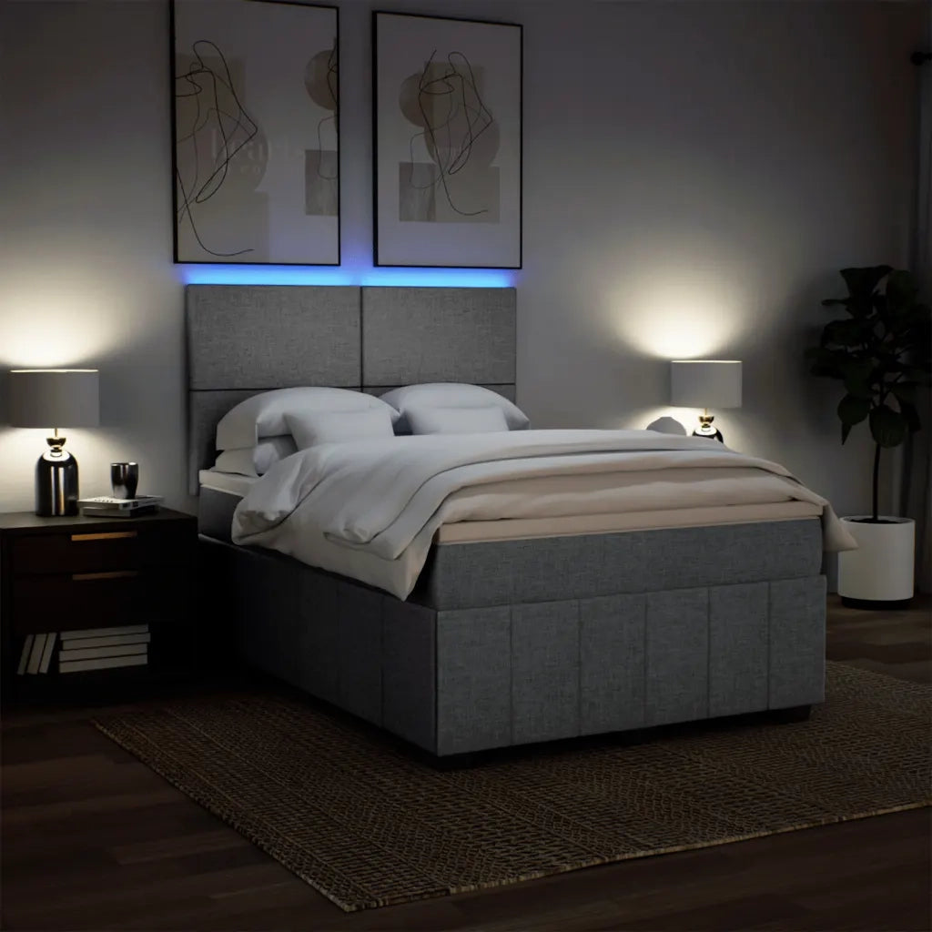 Giroletto a Molle con Materasso Grigio Chiaro 140x200cm Tessuto