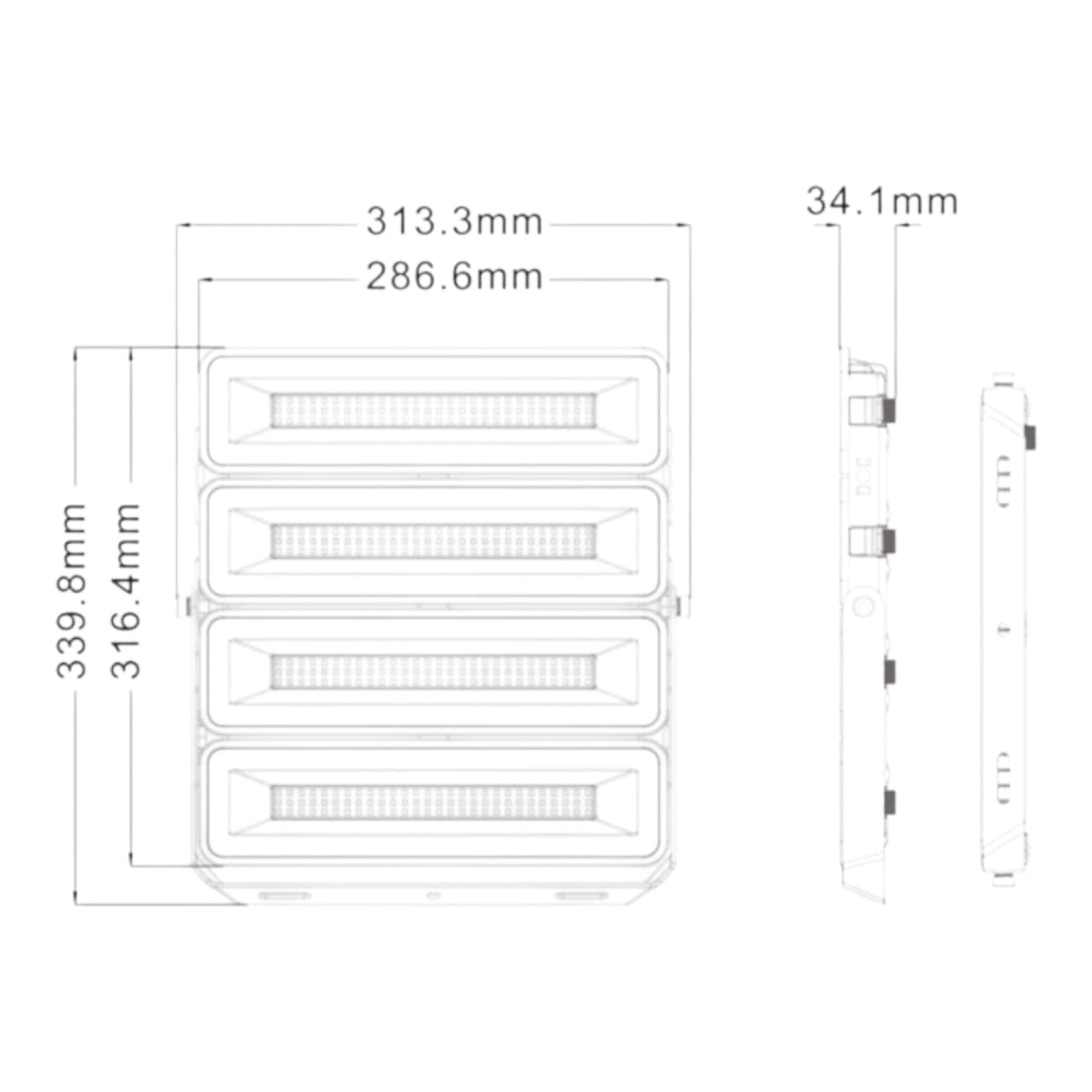Faro LED modulare 200W IP65 Nero 20000lm 6000K Luce Fredda Proiettore Esterno 120° Alta Potenza