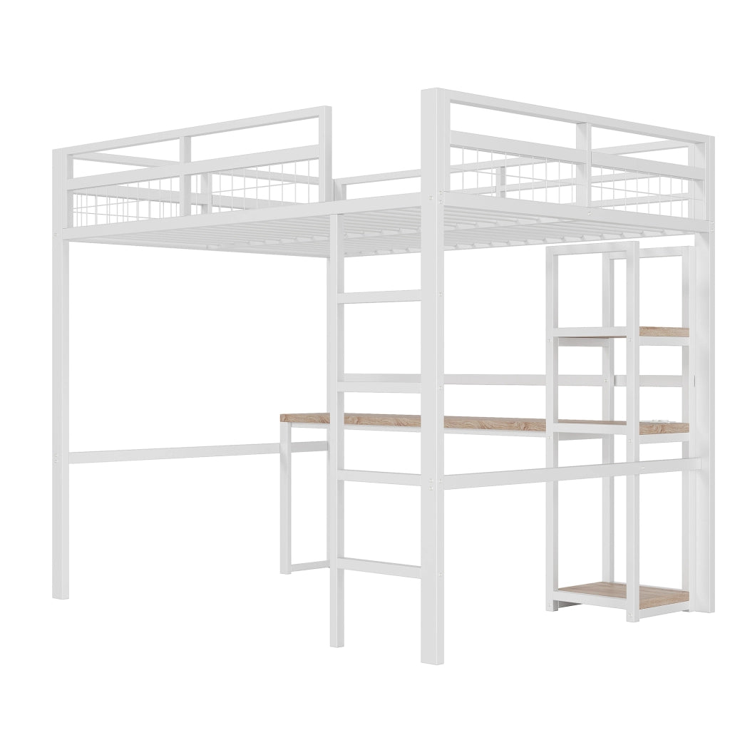 Letto a castello bianco con scrittoio integrato funzione 140x200cm