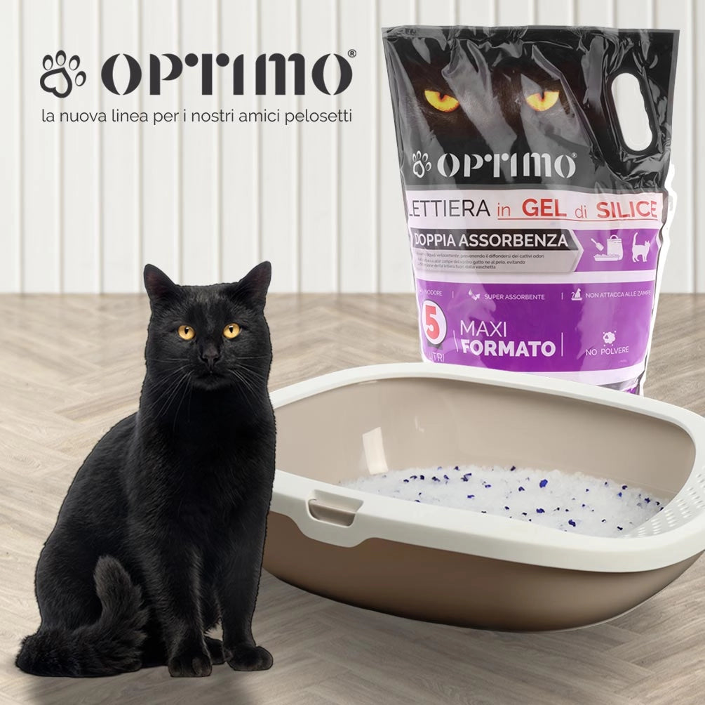 OPTIMO SET 3 LETTIERE PER ANIMALI IN GEL DI SILICE CON ASSORBENZA DI 5 LT