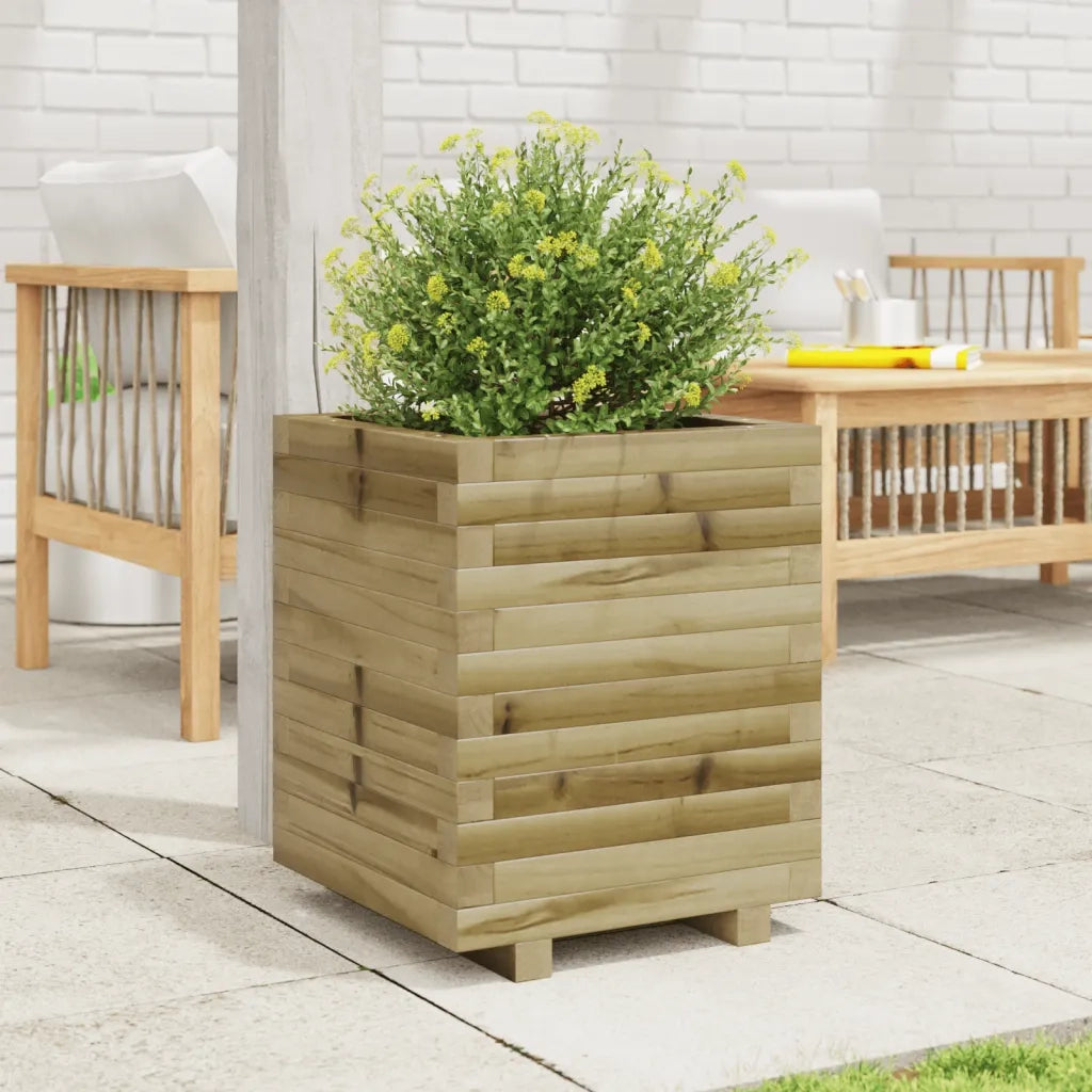 Fioriera | Cassetta per fiori | Vaso da Giardino 40x40x49,5 cm in Legno di Pino Impregnato