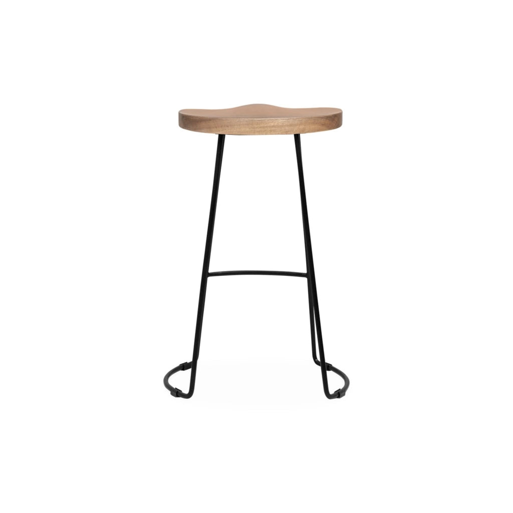 Set di 2 sgabelli da bar in legno di mango e acciaio, 65cm, marrone
