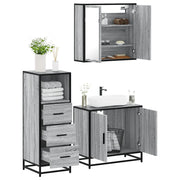 vidaXL Set Mobili da Bagno 3 pz Grigio Sonoma in Legno Multistrato