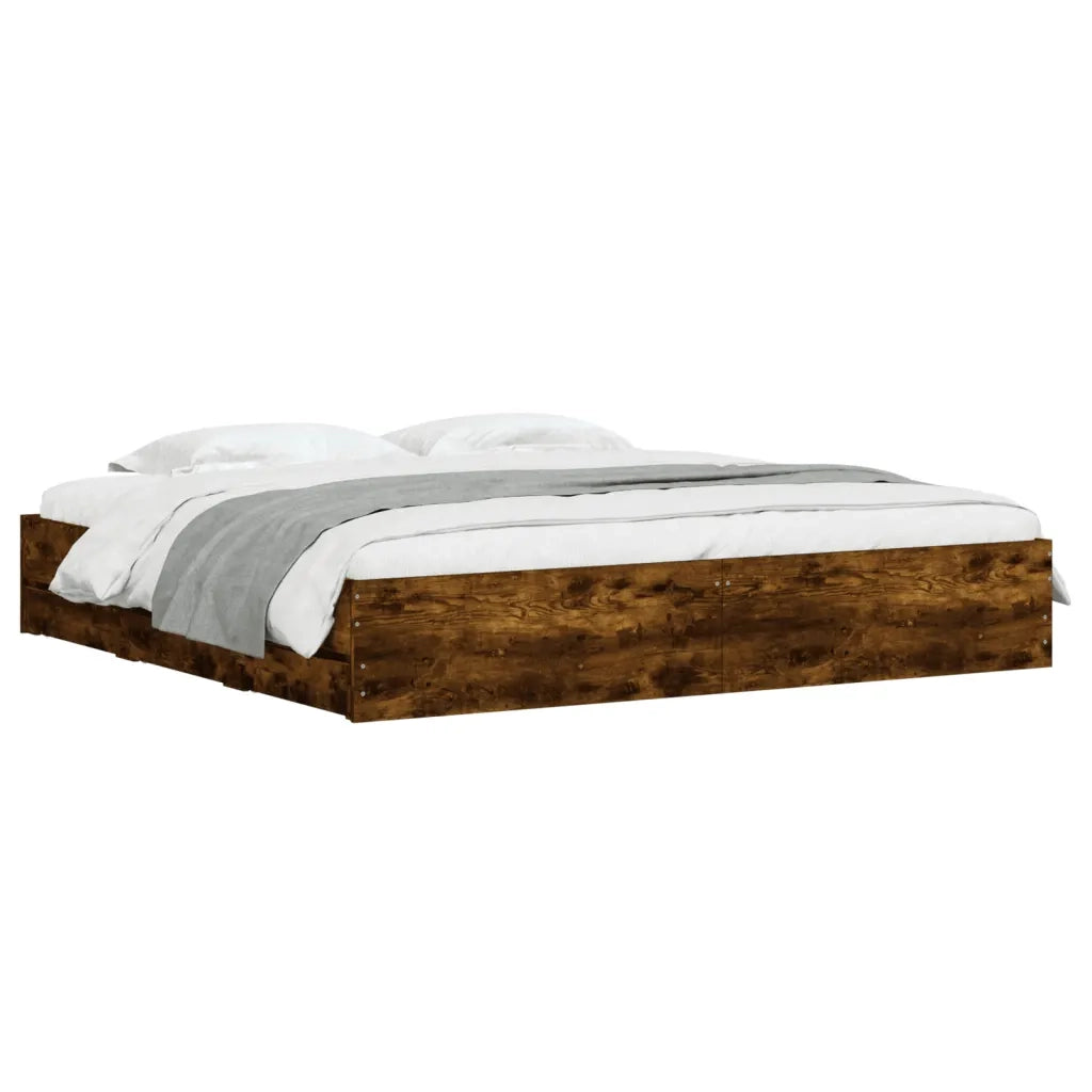 Giroletto con Cassetti Rovere Fumo 180x200 cm Legno Multistrato 3207256