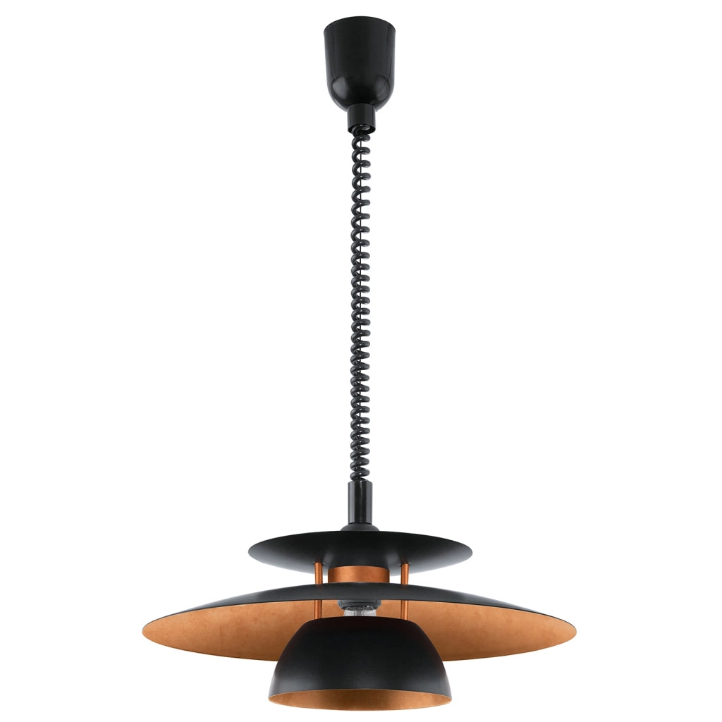 Lampadario A Sospensione Moderno Brenda Policarbonato Nero Rame 1 Luce E27