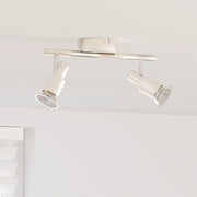 Faretto da Soffitto 2 Vie Regolabile Nickel Spazzolato GU10