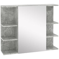 Specchiera Bagno a Parete 80x19,8x64cm con Anta e Mensole Laterali Grigio