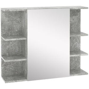 Specchiera Bagno a Parete 80x19,8x64cm con Anta e Mensole Laterali Grigio