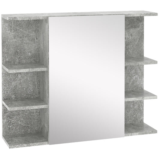 Specchiera Bagno a Parete 80x19,8x64cm con Anta e Mensole Laterali Grigio