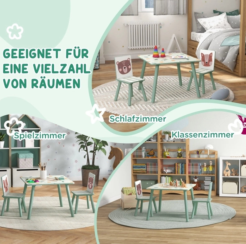 Set tavolo e 2 sedie per bambini verde