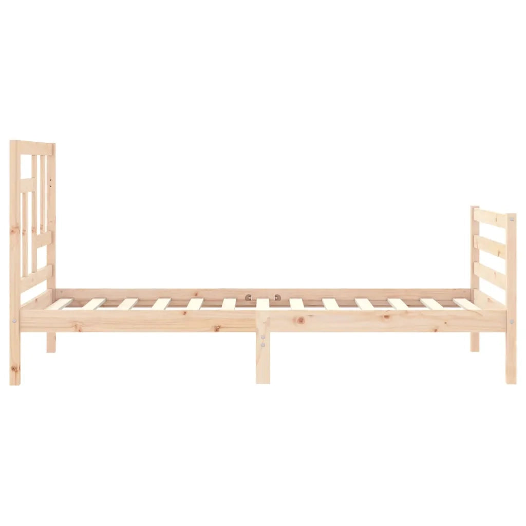 Giroletto con Testiera Single-Struttura Letto in Legno Massello 251975