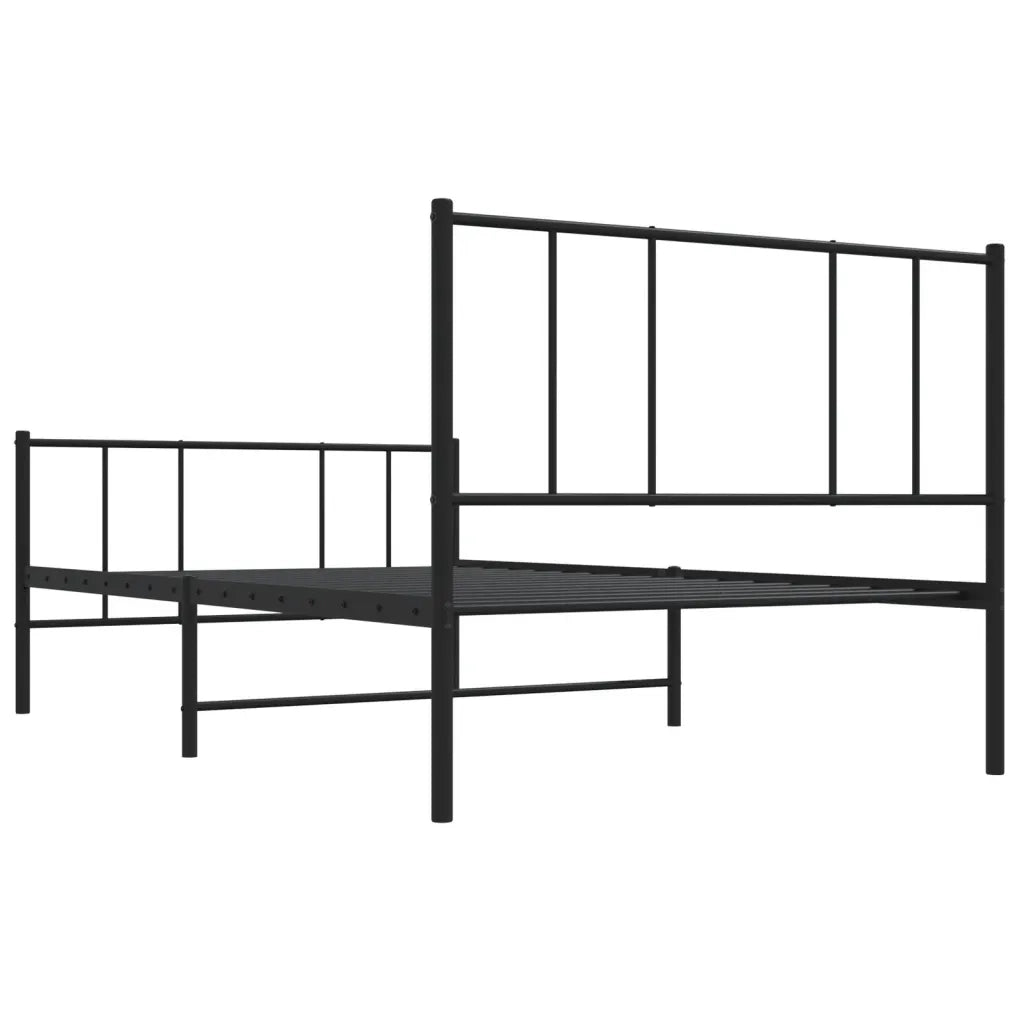 Giroletto con Testiera e Pediera Metallo Nero 100x200 cm 352493