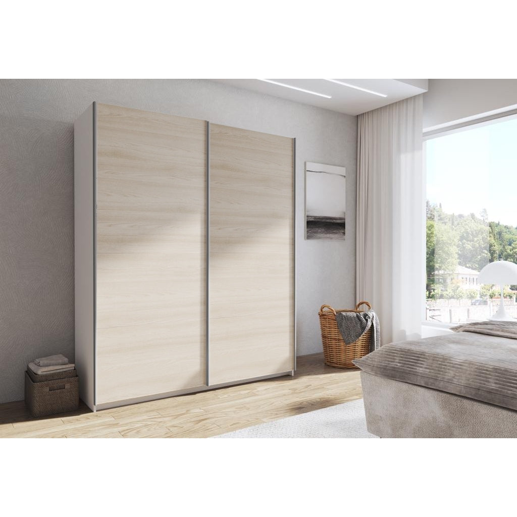 ARMADIO CAMILLA 180X57XH220CM BIANCO/ANTE OLMO.