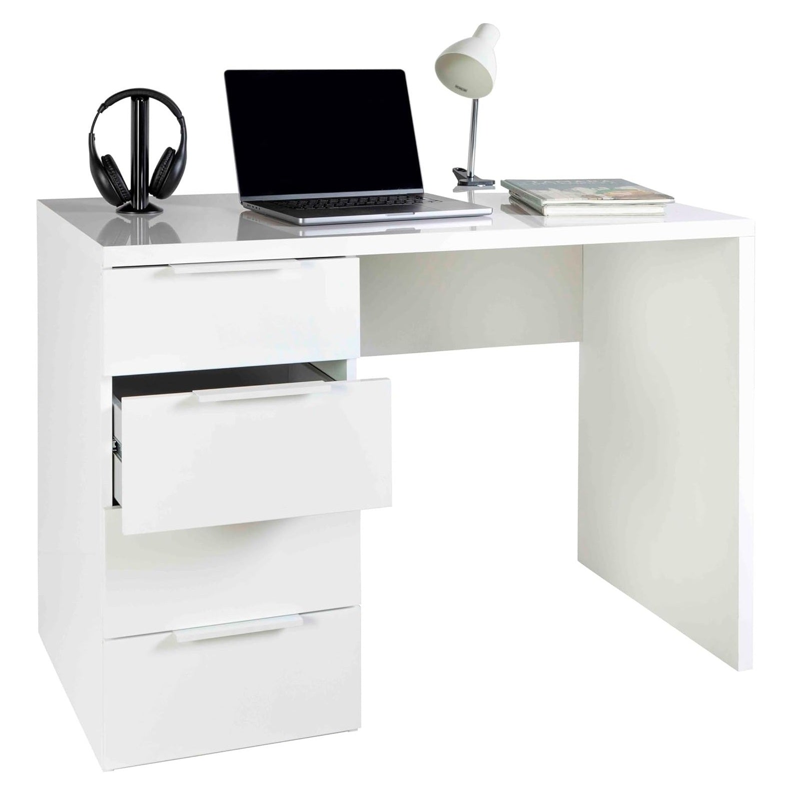 SCRIVANIA MONETA 110X60XH74CM 4 CASSETTI BIANCA