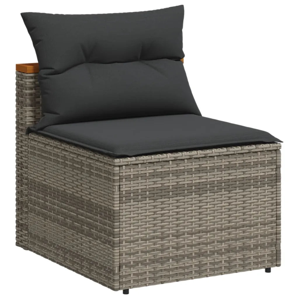 Set Divano Giardino 5 pz con Cuscini Grigio Polyrattan Acacia