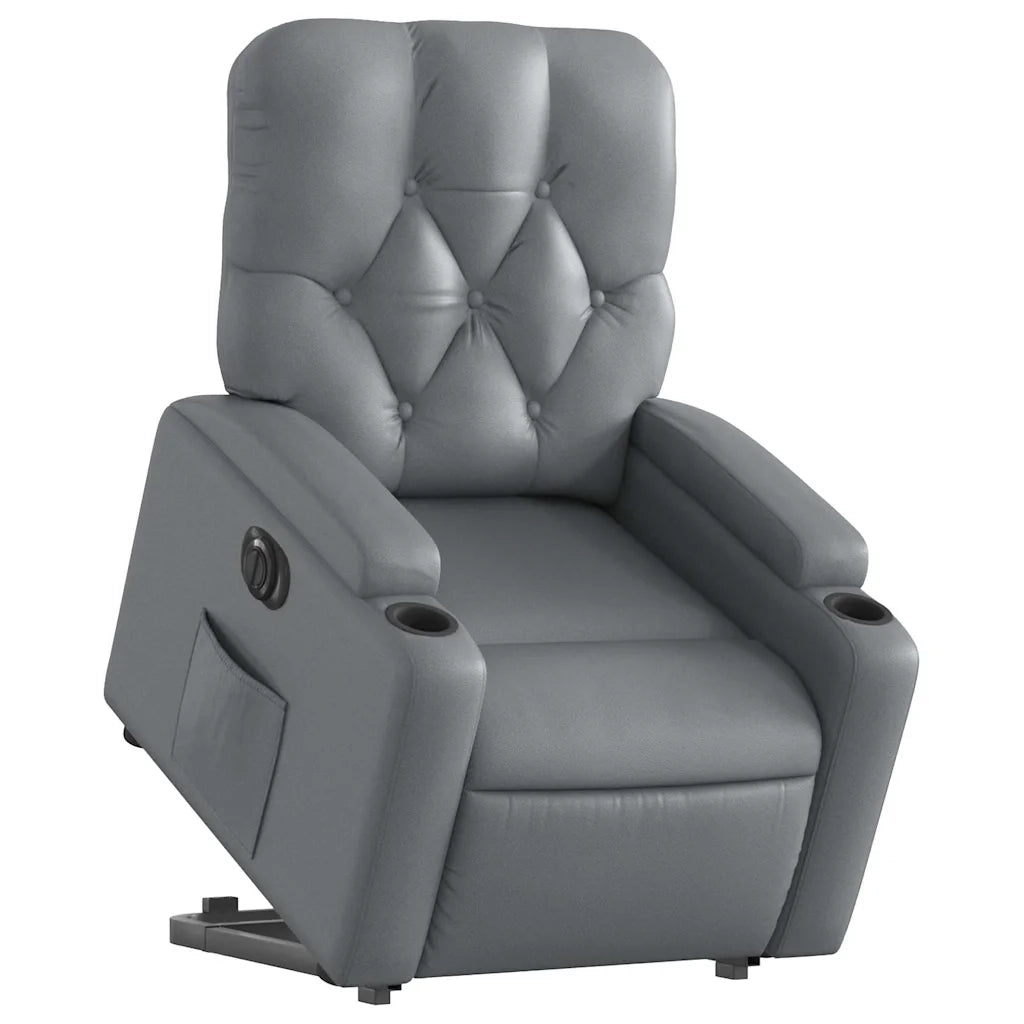 Poltrona Alzapersona Reclinabile Grigio in Similpelle 3204789