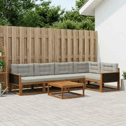 Set di divani da esterno 6 pcs Naturale e Grigio chiaro