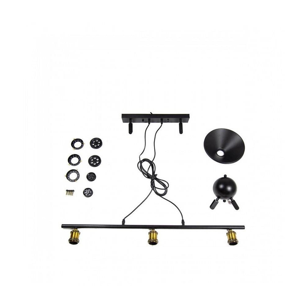 Trade Shop - Lampadario A Sospensione Vintage 3 Punti Luce Attacco E27 Stile Industriale A02 -
