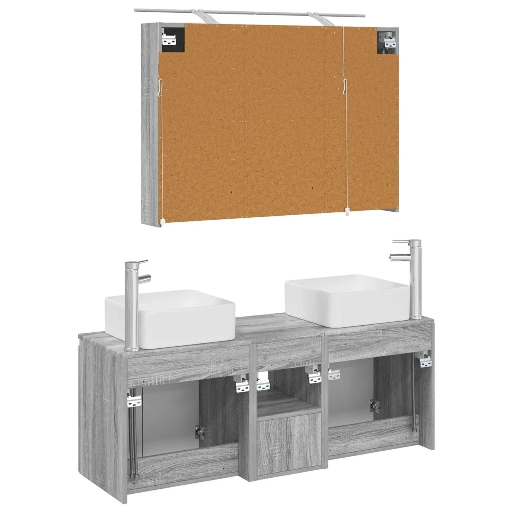 Set di Armadi da Bagno 4 pcs Sonoma grigio 100 x 14,5 x 70 cm 3406380