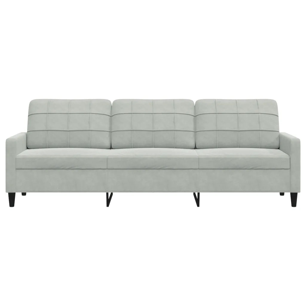 Divano a 3 Posti Grigio Chiaro 210 cm in Velluto