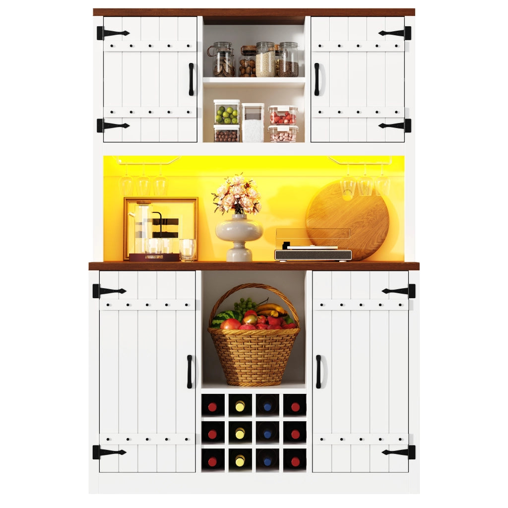 Colonna da cucina LED con 2 ante; nicchia aperta e portabottiglie; per cucina; 120 × 40 × 180 cm