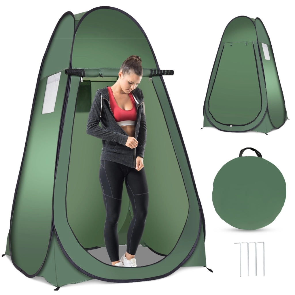 Tenda spogliatoio da esterno ad apertura istantanea Pop-up portatile per campeggio, spiaggia, doccia 120x120x190cm Verde-Tende