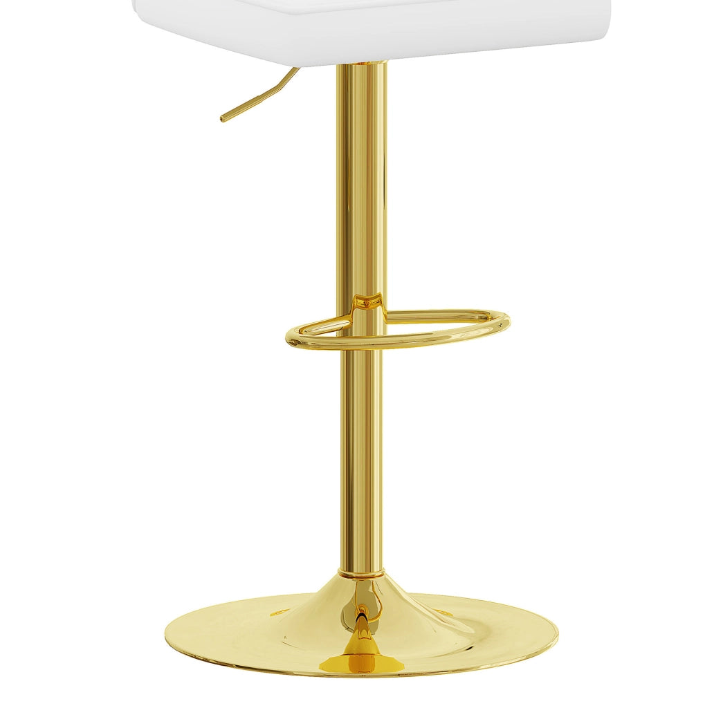 Set di 2 sgabelli da bar regolabili bianco e oro in PU