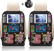 Coprimozzi per auto, 2 pezzi, grandi tasche, 600D tessuto Oxford, impermeabile, con protezione per iPad/tablet da 10 pollici, copertura kick-mat per sedile auto