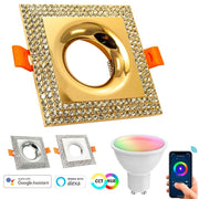 Trade Shop - Faretto Smart Incasso Quadrato Brillantini Led 5w Gu10 Rgb Wifi Alexa Google Home -