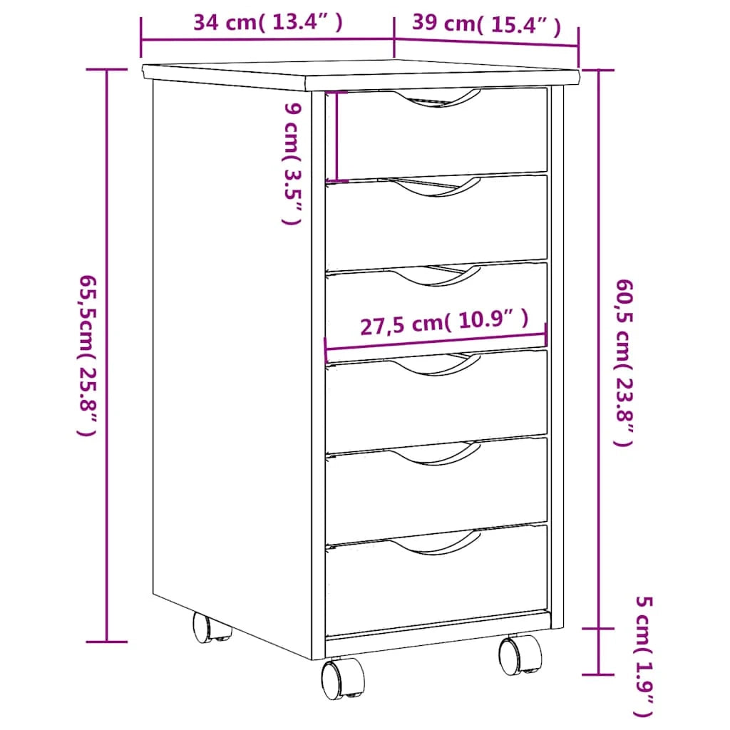 Mobiletto con cassetti pratico per l'ufficio 34 x 39 x 65,5 cm in legno di pino color miele 02_0057653