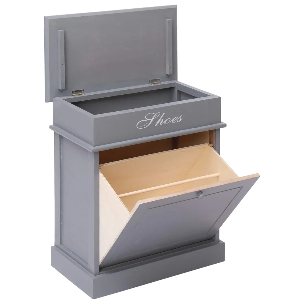 Scarpiera mobile contenitore per scarpe mobile per ingresso/corridoio/soggiorno 50 x 28 x 58 cm legno di Paulownia grigio 02_0021772